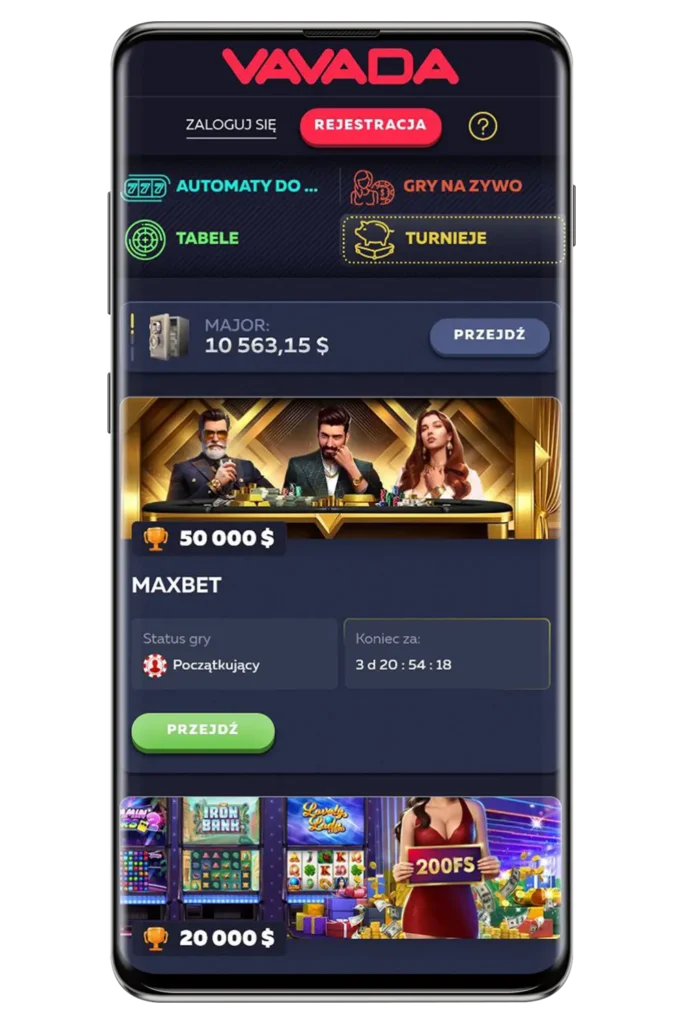 Zrzuty ekranu z oficjalnej strony internetowej kasyna Vavada