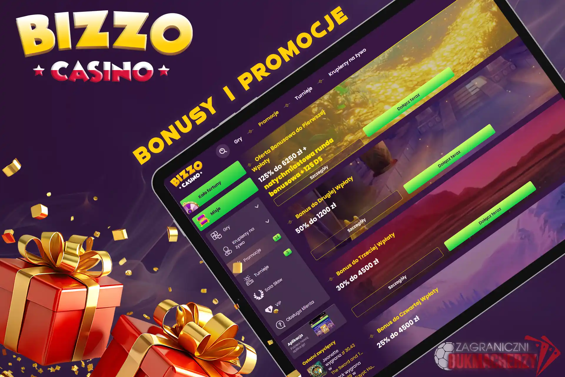 Sprawdź oferty bonusowe kasyna Bizzo