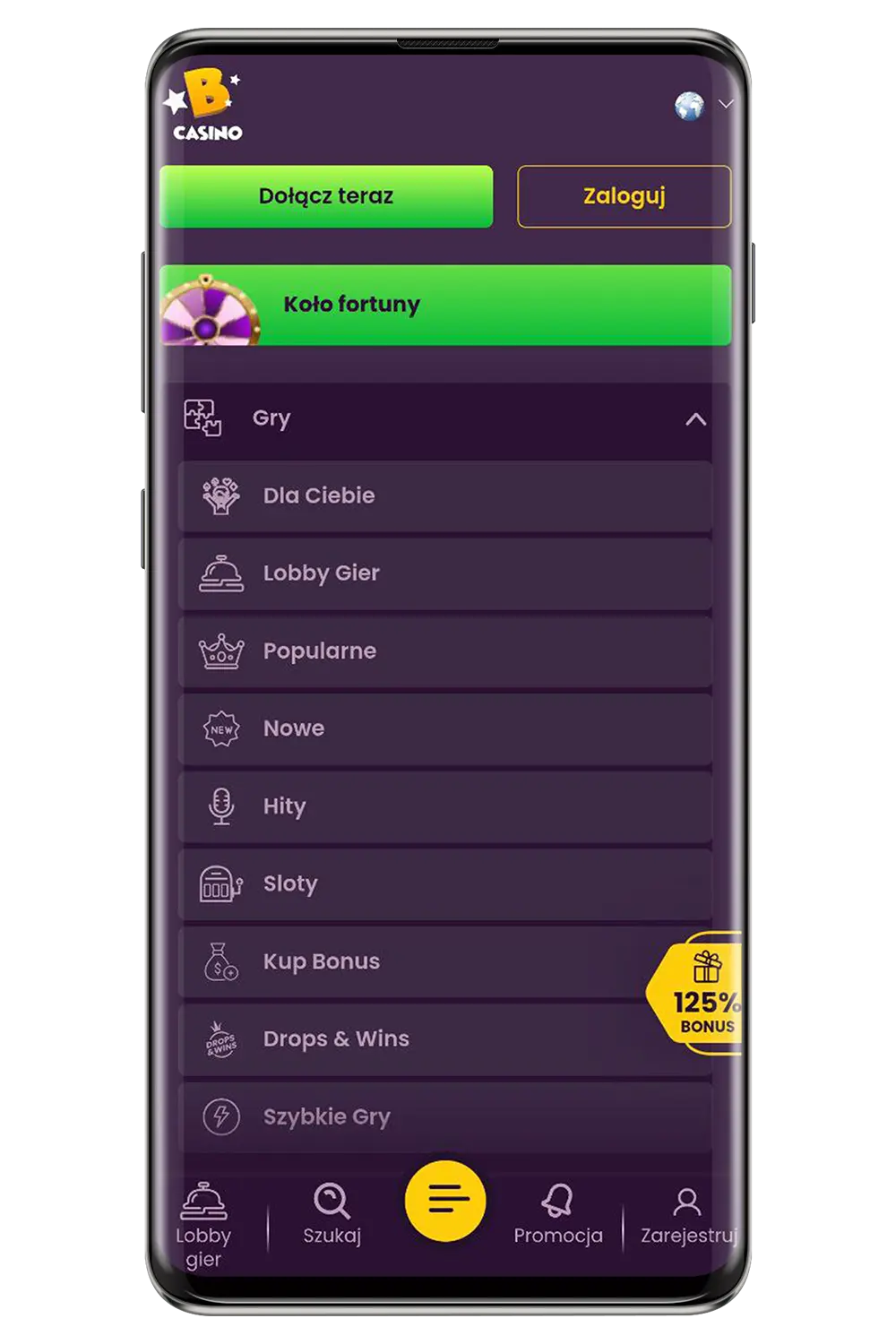 Kasyno Bizzo na urządzeniu mobilnym