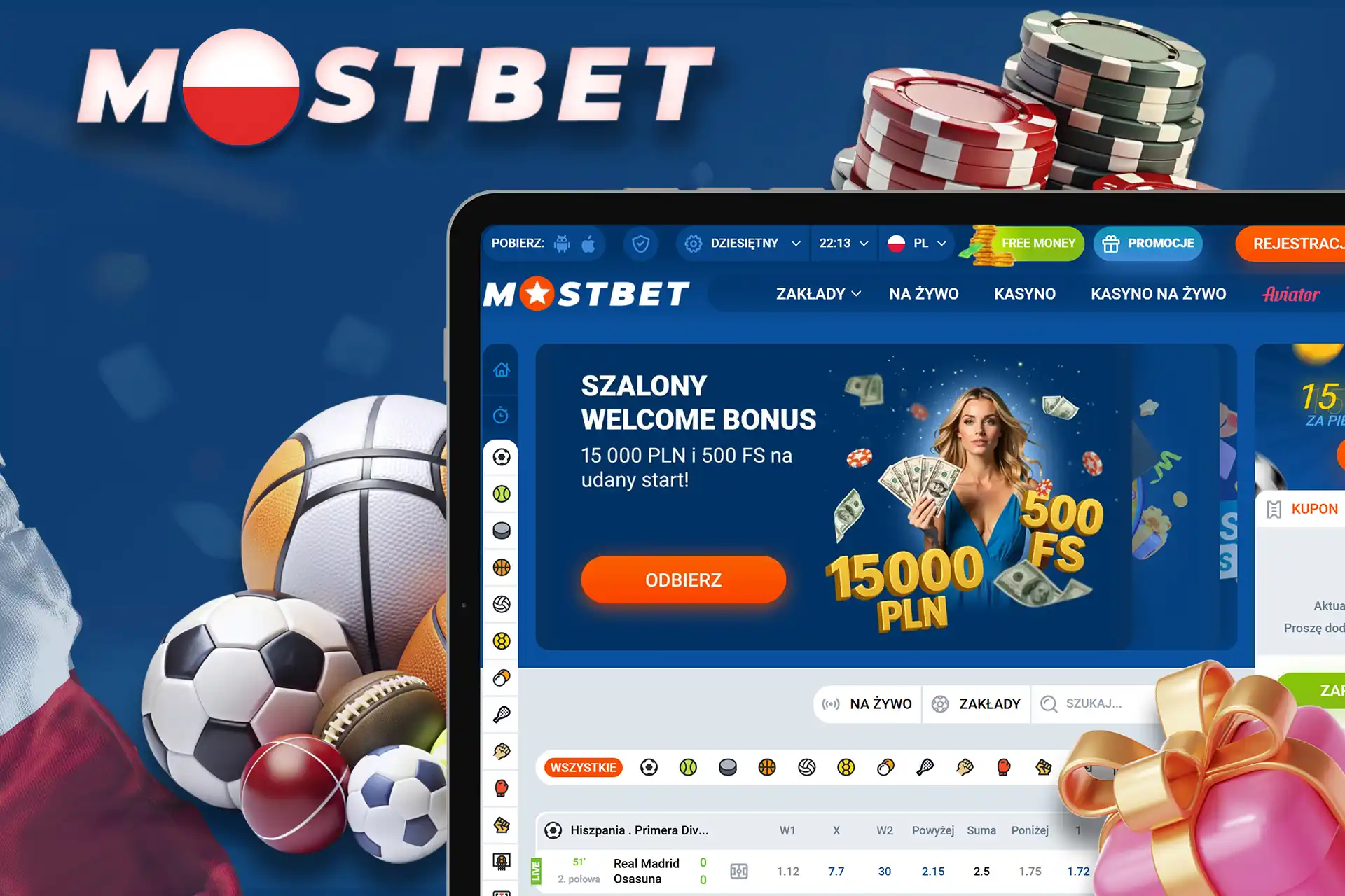 Bonusy, gry kasynowe i zakłady sportowe w MostBet Polska